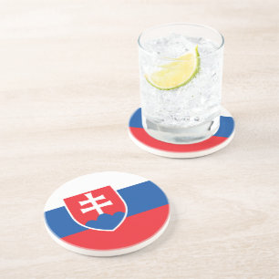 En Grès Dessous de verre avec drapeau de la Slovaquie