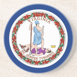 En Grès Dessous de verre avec Drapeau de la Virginie, USA
