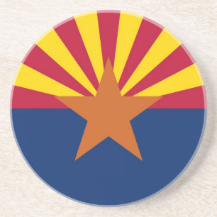 En Grès Dessous de verre avec Drapeau de l'Arizona, USA