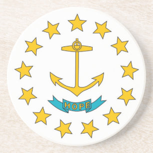En Grès Dessous de verre avec Drapeau de l'île Rhode, État