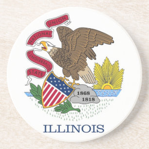 En Grès Dessous de verre avec Drapeau de l'Illinois, États