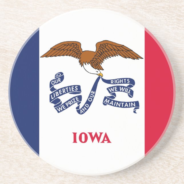 En Grès Dessous de verre avec Drapeau de l'Iowa, USA (Devant)