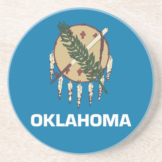 En Grès Dessous de verre avec Drapeau de l'Oklahoma, USA (Devant)