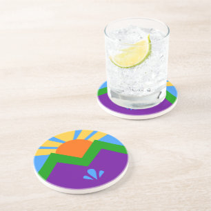 En Grès Dessous de verre avec drapeau de Manitou Springs