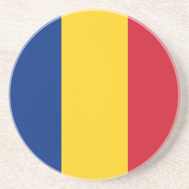 En Grès Dessous de verre avec drapeau de Roumanie (Devant)
