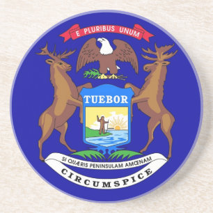En Grès Dessous de verre avec Drapeau du Michigan, USA