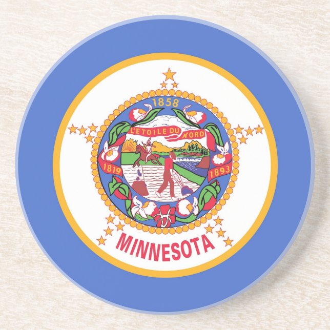 En Grès Dessous de verre avec Drapeau du Minnesota, USA (Devant)