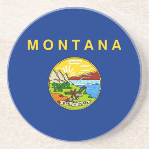 En Grès Dessous de verre avec Drapeau du Montana, USA