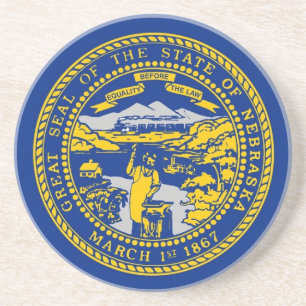 En Grès Dessous de verre avec Drapeau du Nebraska, USA