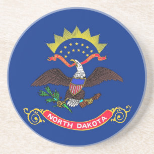 En Grès Dessous de verre avec le drapeau du Dakota du