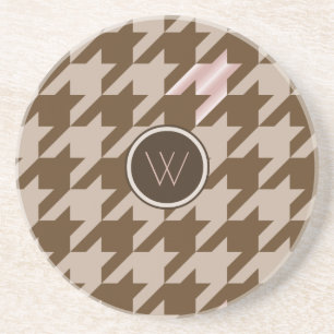 En Grès Dessous de verre Brun avec Houndstooth Rose Gold