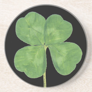 En Grès Dessous de verre chanceux de shamrock de trèfle d
