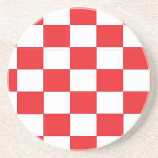 En Grès Dessous de verre Checkered rouges et blancs
