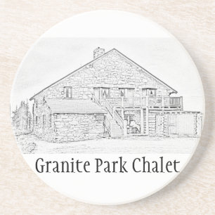 En Grès Dessous de verre commémoratifs de chalet de parc