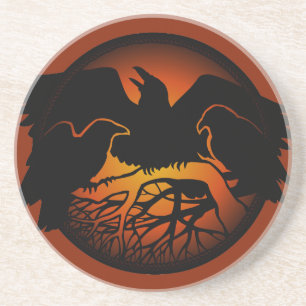 En Grès Dessous de verre Corbeau Décor Corbeau Dessous de