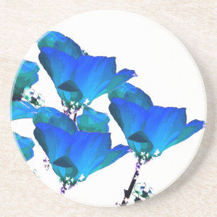 En Grès Dessous de verre d'art de pavot bleu