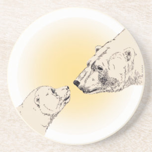 En Grès Dessous de verre d'art Ours Polaire Dessous de ver