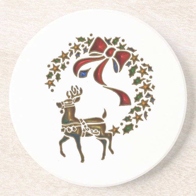 En Grès Dessous de verre de boisson Golden Reindeer (Devant)