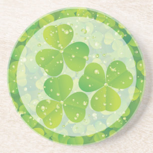 En Grès Dessous de verre de boisson shamrock au charme ver