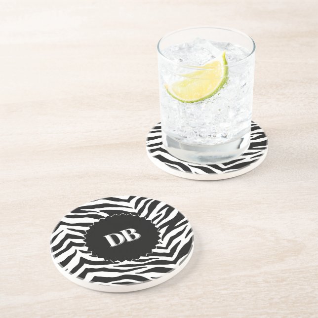 En Grès Dessous de verre de boisson Zebra Print (Côté)
