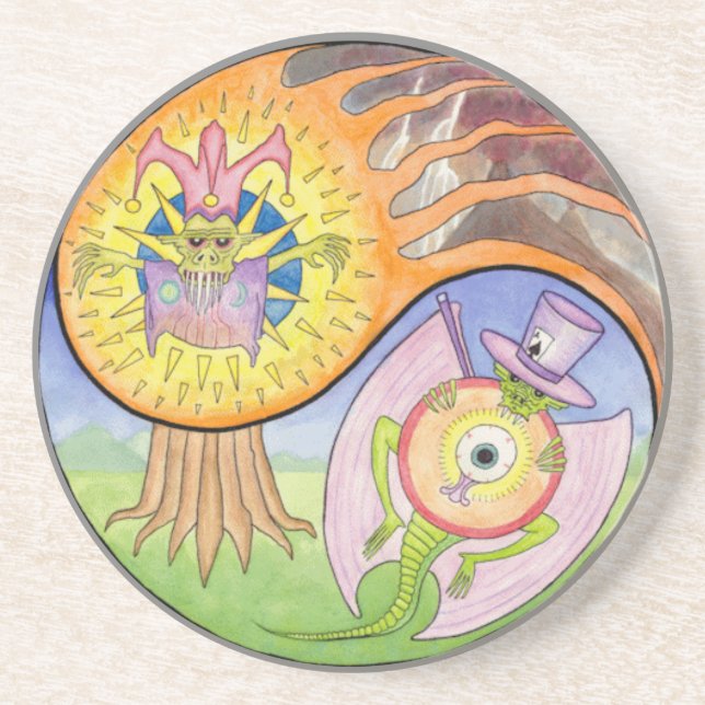 En Grès Dessous de verre de boissons de mandala de (Devant)