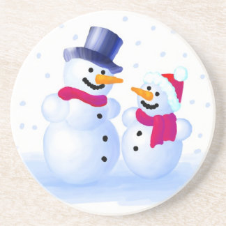 En Grès Dessous de verre de bonhomme de neige