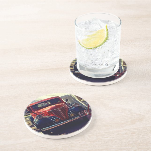 En Grès Dessous de verre de camion Vintage personnalisé (Côté)