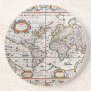 En Grès Dessous de verre de carte du monde antique