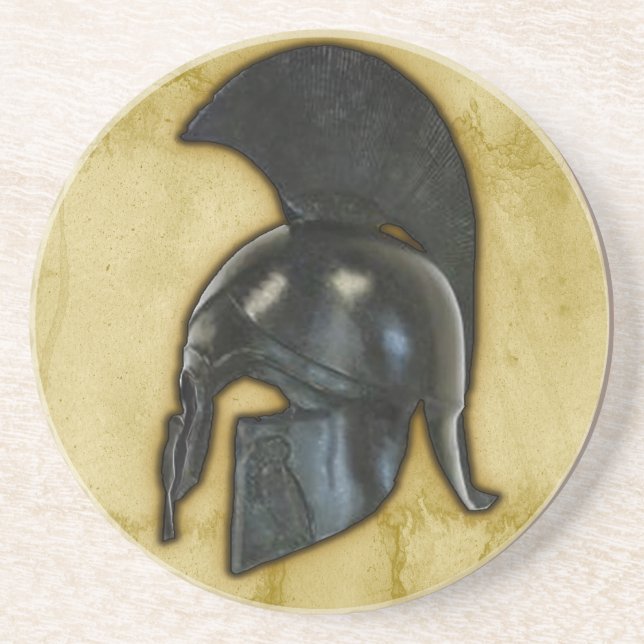 En Grès Dessous de verre de casque de Grèce antique (Devant)