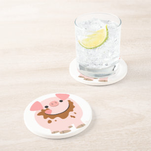 En Grès Dessous de verre de cochon cartonné au chocolat