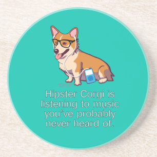 En Grès Dessous de verre de corgi de hippie