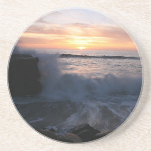 En Grès Dessous de verre de coucher du soleil d'océan