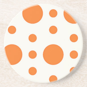 En Grès Dessous de verre de design Orange Polka Dot Retro