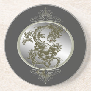 En Grès Dessous de verre de dragon d'acier