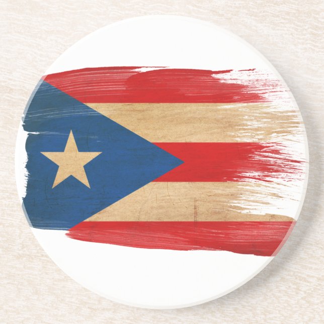 En Grès Dessous de verre de drapeau de Porto Rico (Devant)