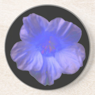 En Grès Dessous de verre de fleurs bleu Nasturtium