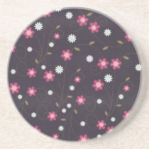 En Grès Dessous de verre de fleurs roses