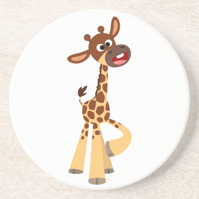 En Grès Dessous de verre de Giraffe Bébé Cartoon mignonne (Devant)