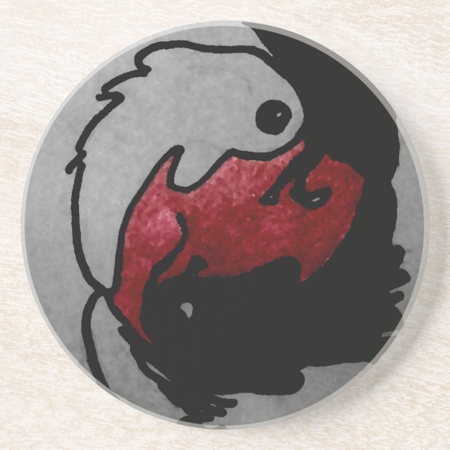 En Grès Dessous de verre de Koi Ying-Yang de Japonais (Devant)