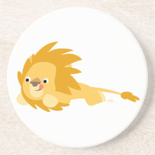 En Grès Dessous de verre de Lion de caricature Bouncy Cute