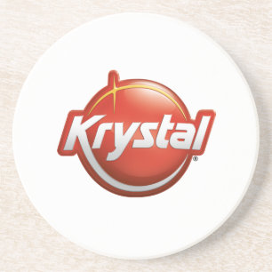 En Grès Dessous de verre de logo de Krystal dans le blanc
