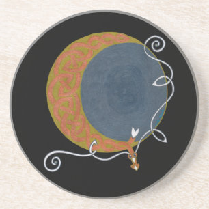 En Grès Dessous de verre de lune de récolte