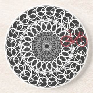En Grès Dessous de verre de mandala de bicyclette de voie