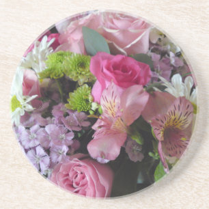 En Grès Dessous de verre de mélange de fleurs