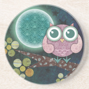En Grès Dessous de verre de minuit de hibou