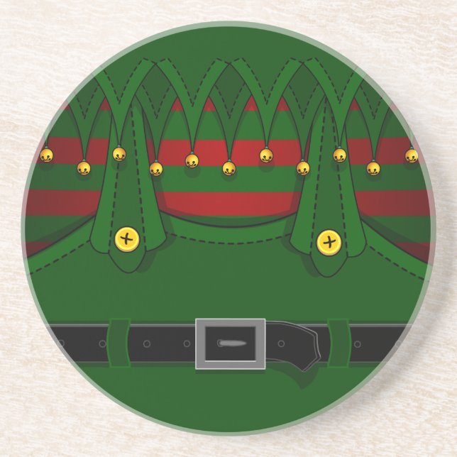 En Grès Dessous de verre de Noël Festif Elf Boire des capu (Devant)