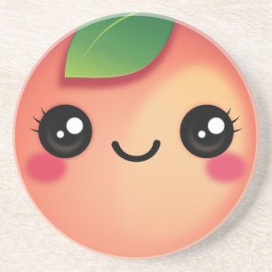 En Grès Dessous de verre de pêche de Kawaii
