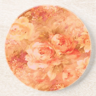 En Grès Dessous de verre de peinture à fleurs