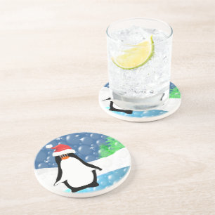En Grès Dessous de verre de pingouins mignons