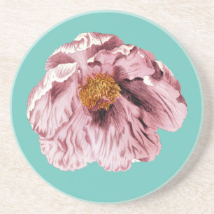 En Grès dessous de verre de pivoine vintage floraison